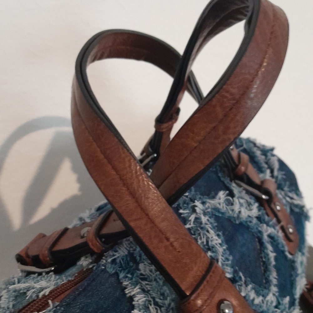 THE DENIM COLLECTION BY JACQUITA Vegan Leather Barrel Large Satchel Handbag - Picture 15 of 17